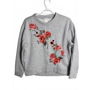 H&M Floral Embroidered grey Sweatshirt XS